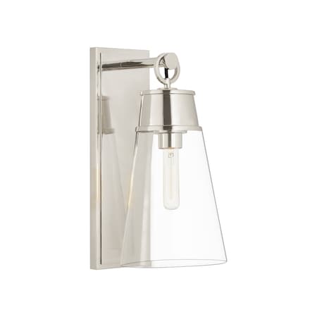 Z-Lite Wentworth 1 Light Wall Sconce, Polished Nickel & Clear 2300-1SL-PN
